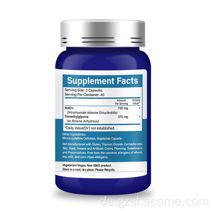 NAD+ -Kapseln für antioxidative Unterstützung NAD+ Nahrungsergänzungsmittel